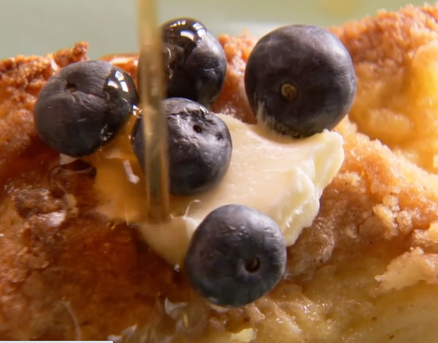 French Toast with Syrup and Blueberries