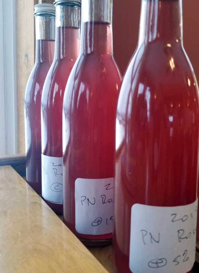 Rose bottles ready to test.